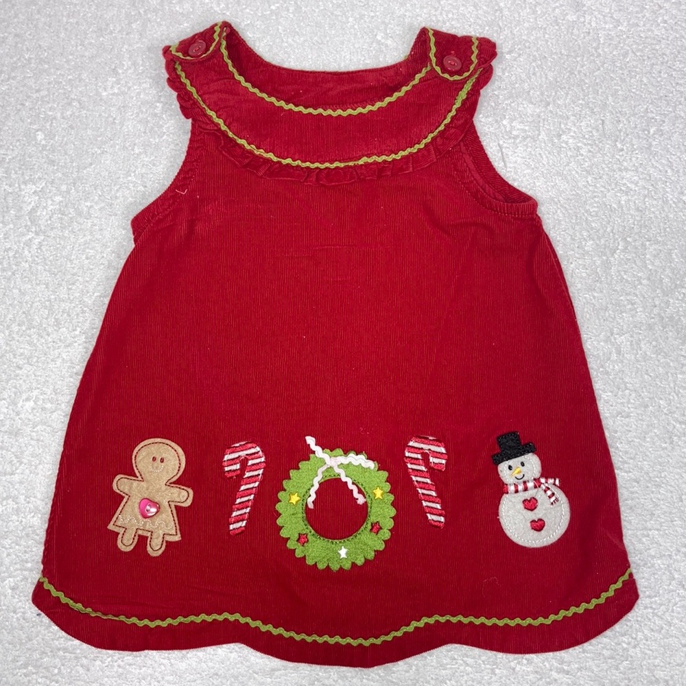 Vintage b.t. Kids red corduroy Christmas jumper girls 12m